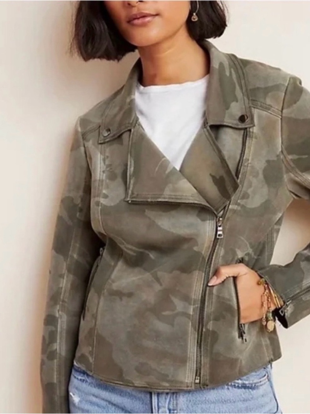 Marrakech Anthropologie women’s camo moto jacket